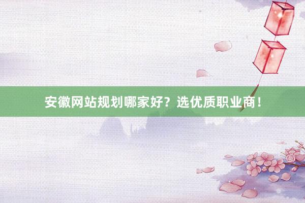 安徽网站规划哪家好？选优质职业商！